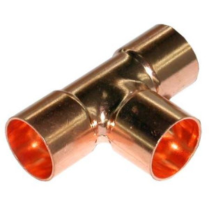 Appli Parts AP-RT118078 1-1/8x7/8x1-1/8 in Wrot Copper Reducing Tee CxCxC connections for refrigeration, air conditioning and plumbing applications ACR and Type L copper pipe