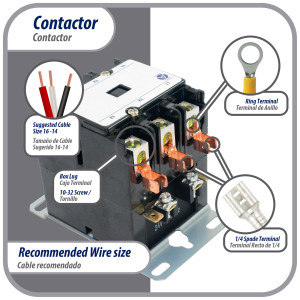 Appli Parts APAC-340120 Contactor 3 Polos 40A 120V Bobina Repuesto para Compresores de CA y Aplicaciones Electricas Certificacion UL E476929 de Trabajo Pesado