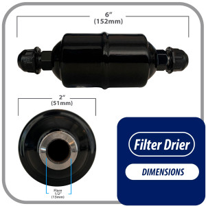 Appli Parts APFD-084 1/2 in Liquid Line Refrigerant AC Filter Drier hvac Refrigeration 084 SAE Flare connection universal unidirectional 6in long 2 in wide