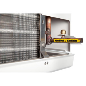 Danfoss 114U0001 Evaporator Optyma MBP 7K Btu/hr at 25F SST R404 Air Defrost 6FPI Low Profile 1 x 12in ECM fan DACC RX L070.1A4/A1 230V/1Ph/60Hz 
