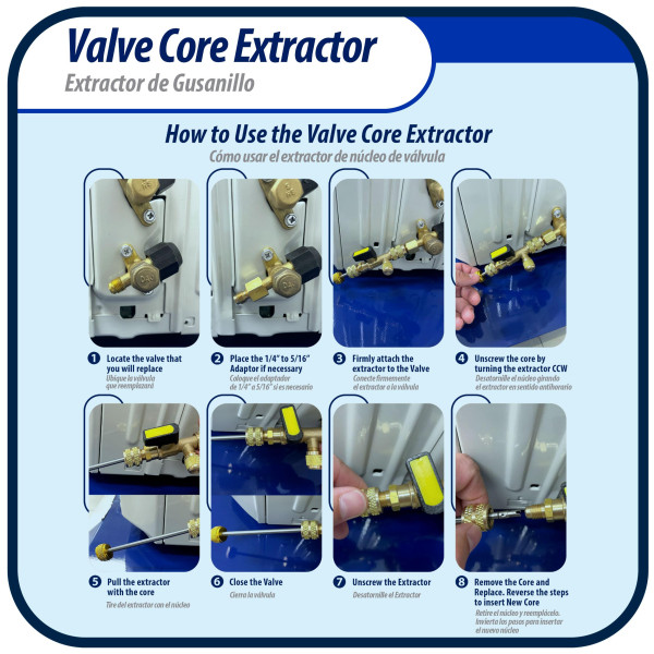 Appli Parts APT-VCR Valve Core Remover Tool with 1/4 to 5/16 in port adaptor Appli Parts APT-VCR Valve Core Remover Tool with 1/4 to 5/16 in port adaptor