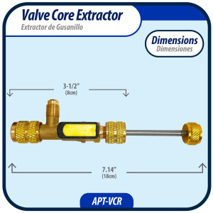Appli Parts APT-VCR Valve Core Extractor Remover Tool with 1/4 to 5/16 in port adaptor