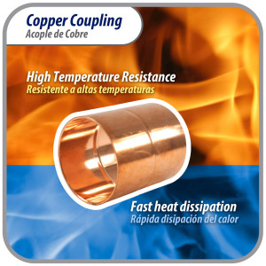 Appli Parts AP-A258 2-5/8 in Wrot Copper Coupling fitting CxC Sweat connections for refrigeration, air conditioning and plumbing applications ACR and Type L copper pipe 