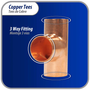 Appli Parts AP-T034B10 3/4 in Wrot Copper Tee CxCxC connections for refrigeration, air conditioning and plumbing applications ACR and Type L copper pipe (10 x Bag) 