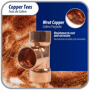 Appli Parts AP-T078B10 7/8in Wrot Copper Tee CxCxC connections for refrigeration, air conditioning and plumbing applications ACR and Type L copper pipe (10 x Bag)
