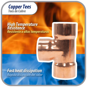 Appli Parts AP-T078B10 7/8in Wrot Copper Tee CxCxC connections for refrigeration, air conditioning and plumbing applications ACR and Type L copper pipe (10 x Bag) 