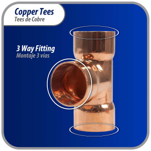 Appli Parts AP-T078B10 7/8in Wrot Copper Tee CxCxC connections for refrigeration, air conditioning and plumbing applications ACR and Type L copper pipe (10 x Bag) 