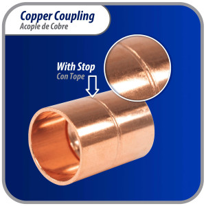 Appli Parts AP-A012B10 1/2 in, Anillo de Cobre Accesorios de tuberia de cobre CxC Conexiones soldadas para aplicaciones de refrigeracion, aire acondicionado, plomeria Tuberia ACR y tipo L, 10x Bolsa