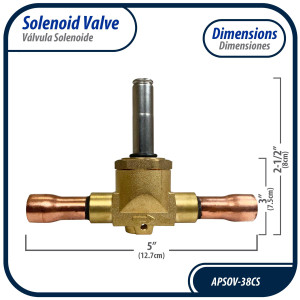 Appli Parts APSOV-38CS 3/8 ODF Solenoid Valve Body, Normally Closed NC, Coil Not Included, Suitable for multiple refrigerants CFC, HCFC and HFC