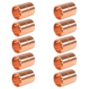 Appli Parts AP-A038B10 3/8in Wrot Copper Coupling fitting C x C Sweat connections for refrigeration, air conditioning and plumbing applications ACR and Type L copper pipe (10 x Bag)  