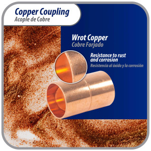 Appli Parts AP-A058B10 5/8 in, Anillo de Cobre Accesorios de tuberia de cobre CxC Conexiones soldadas para aplicaciones de refrigeracion, aire acondicionado, plomeria Tuberia ACR y tipo L, 10x Bolsa 