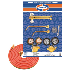 Uniweld K23 Welding Outfit Includes: Welding Handle / Brazing Tips / Oxygen and Acetylene Regulator / Twin Hose / Goggles / Flint Lighter / Tank Key / Carrying Stand and Tanks Not Included