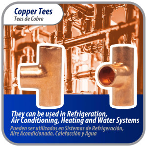 Appli Parts AP-T014B10 1/4in Wrot Copper Tee CxCxC connections for refrigeration, air conditioning and plumbing applications ACR and Type L copper pipe (10 x Bag)
