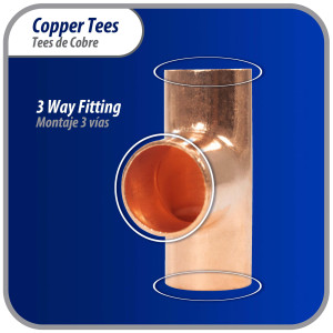 Appli Parts AP-T058B10 5/8in Wrot Copper Tee CxCxC connections for refrigeration, air conditioning and plumbing applications ACR and Type L copper pipe (10 x Bag) 