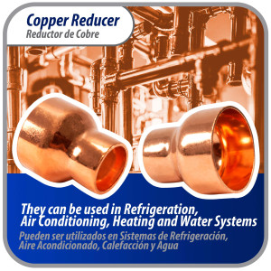 Appli Parts AP-R138078 1-3/8x7/8 in Reducing Bushing Copper pipe fittings CxC Sweat connections for refrigeration, air conditioning and plumbing applications ACR and Type L copper pipe