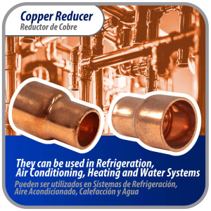 Appli Parts AP-R012038 1/2x3/8 in Reducing Bushing Copper pipe fittings C x C Sweat connections for refrigeration, air conditioning and plumbing applications ACR and Type L copper pipe