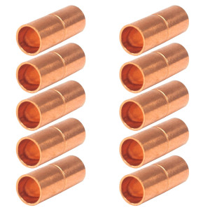 Appli Parts AP-A014B10 1/4 in Wrot Copper Coupling fitting CxC Sweat connections for refrigeration, air conditioning and plumbing applications ACR and Type L copper pipe (10 x Bag)  