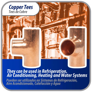 Appli Parts AP-T012B10 1/2in Wrot Copper Tee CxCxC connections for refrigeration, air conditioning and plumbing applications ACR and Type L copper pipe (10 x Bag)
