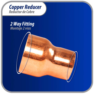 Appli Parts AP-R078058 Reductor de Cobre de 7/8x5/8 pulg Conexiones CxC soldadas para aplicaciones de refrigeracion, aire acondicionado y plomeria Tuberia de cobre ACR y Tipo L