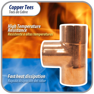 Appli Parts AP-T138B5 1-3/8in Wrot Copper Tee CxCxC connections for refrigeration, air conditioning and plumbing applications ACR and Type L copper pipe (5 x Bag) 