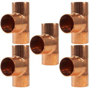 Appli Parts AP-T138B5 1-3/8 pulg Tee de Cobre Conexiones CxCxC soldadas para aplicaciones de refrigeracion, aire acondicionado y plomeria Tuberia de Cobre ACR y Tipo L (5 x Bolsa)
