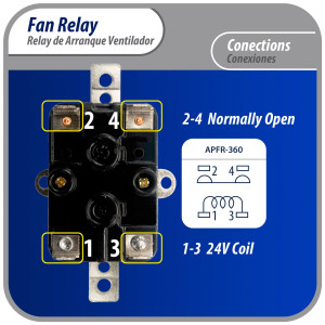 Appli Aprts APFR-360 Rele de ventilador 90-360 de conmutacion de Fan Relay, SPST, Polo Sencillo, Tiro Sencillo, bobina de 24 V, CA, Normalmente Abierto, Soporte ajuste multiple, Aplicacion Universal