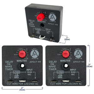 Appli Parts APDLT-68 Delay On Make Timer 0.03 to 10 min Adjustment, 18-240 VAC, 50/60 Hz, 0.04-1.5 Amps Universal replacement Appli Parts APDLT-68 Delay On Make Timer 0.03 to 10 min Adjustment, 18-240 VAC, 50/60 Hz, 0.04-1.5 Amps Universal replacement