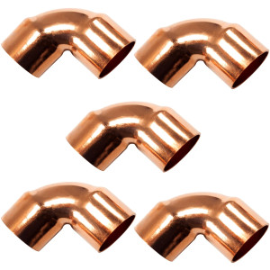 Appli Parts AP-C118B5 1-1/8 90 Degree Elbow Short Turn Copper pipe fittings CxC Sweat connections for refrigeration, air conditioning and plumbing applications ACR and Type L copper pipe (5 x Bag)