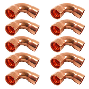 Appli Parts AP-C012LB10 1/2 Codo de 90 Radio Largo Accesorios de Cobre Soldables CxC para conexiones en sistemas de Refrigeracion, Aire Acondicionado y Plomeria con tuberia ACR y L (10 x Bolsa)