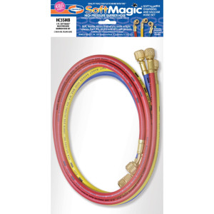 Uniweld HC5SMB 60 in  Manifold Hoses, Red, Yellow and Blue, 1/4 in Standard Connection for use in refrigeration and air conditioning CFC,HCFC,HFC, Soft Magic Barrier