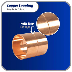 Appli Parts AP-A158B5 1-5/8 in Wrot Copper Coupling fitting CxC Sweat connections for refrigeration, air conditioning and plumbing applications ACR and Type L copper pipe (5 x Bag)  