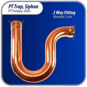 Appli Parts AP-PT158 Sifon de Cobre de 1-5/8 pulg Trampa de Aceite CxC Conexiones soldadas para aplicaciones de refrigeracion, aire acondicionado y plomeria Tuberia de Cobre ACR y tipo L