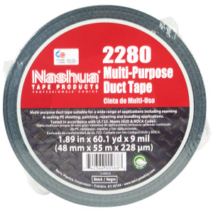Nashua 2280 Multi-Purpose Duct Tape,1.88 in x 60 yds, Black, 9 Mil, UL Certified