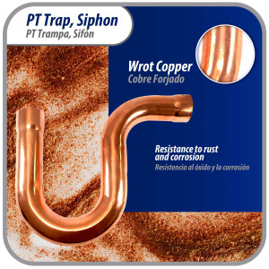 Appli Parts AP-PT138 1-3/8 in Wrot Copper Suction P-Trap ODF CxC connections for refrigeration, air conditioning and plumbing applications ACR and Type L copper pipe