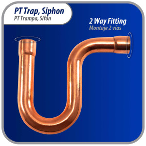Appli Parts AP-PT058 5/8 in Wrot Copper Suction P-Trap ODF CxC connections for refrigeration, air conditioning and plumbing applications ACR and Type L copper pipe
