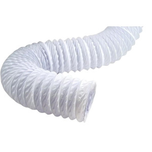 Lambro 1307 Flexible White Vinyl Duct With Clamps 4 inch X 5 ft 