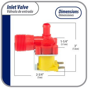 Appli Parts APVI-1111 Single Water Inlet 120 V Solenoid Valve for Refrigerators and Ice Makers, 50/60 Hz, 0.95 A, Inlet 3/4 in NPT Outlet 1/4 in