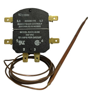 Robertshaw 5430-175 Range Thermostat  Bake 140 to 500 F Broil 375 to 530 F 60 in. Capillary 2 in. Brake-Off Stem Length Stem Flat .187 Flat Position Down (Discontinued) Robertshaw 5430-175 Range Thermostat  Bake 140 to 500 F Broil 375 to 530 F 60 in. Capillary 2 in. Brake-Off Stem Length Stem Flat .187 Flat Position Down (Discontinued)