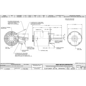 US Motors 1/2 hp 825 rpm, 8 poles, 1 shaft, OPEN Enclosure, 1 speed, 5.6 diameter, 2.8 A, Reversible, 208-230 V, 60 hz, 1 ph, 12.5 mfd/370 VAC Run Capacitor 7041 K055SEP0655862B